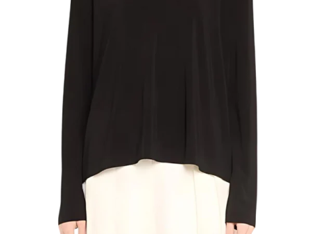 Cropped Boyfriend Long Sleeve Crew Top - Black Cheap