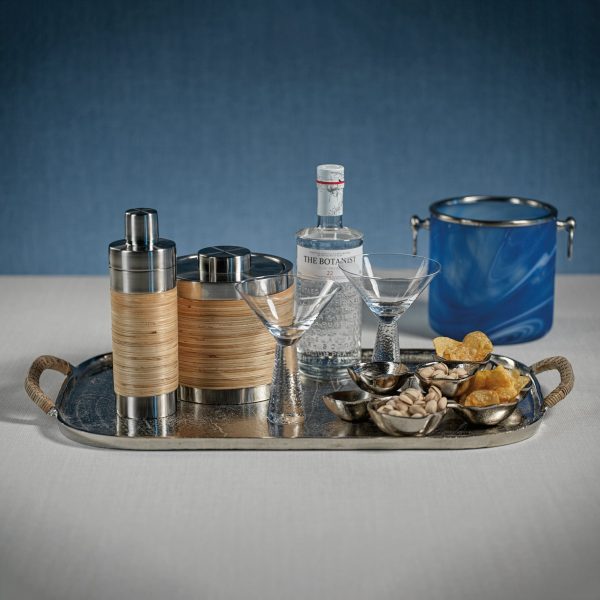 Palmae Rattan and Matte Steel Ice Bucket Fashion