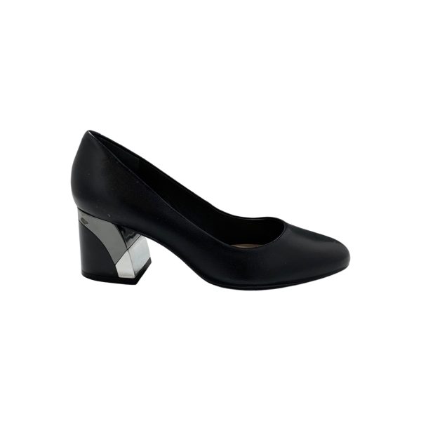 Boric Black Leather Pump Cheap