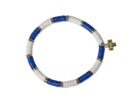 Grace Block Sequin Stretch Bracelet - Lapis & Ivory Online Sale