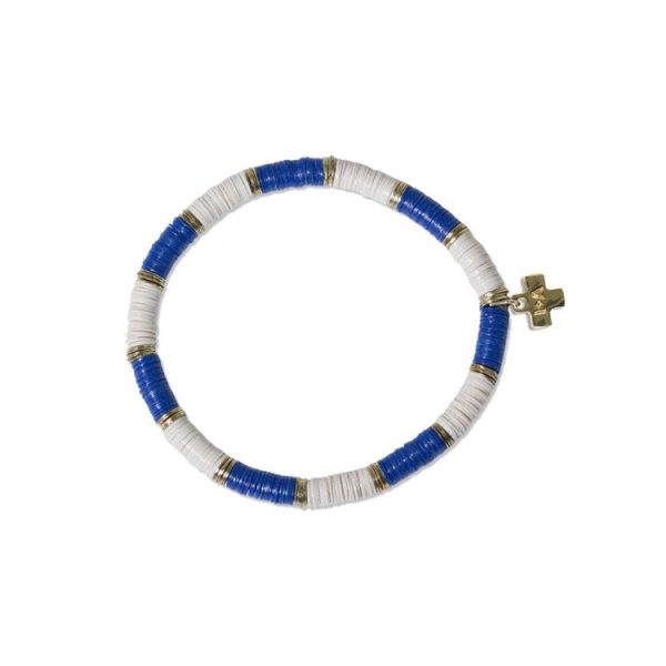 Grace Block Sequin Stretch Bracelet - Lapis & Ivory Online Sale