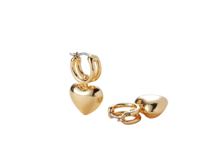 Puffy Heart Huggie Earrings - Gold Discount