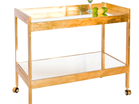 Roland Gold Leaf & Mirrored Bar Cart Online