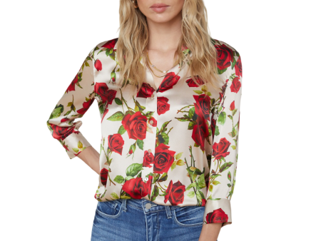 Dani Silk Blouse - Sand Red Romantic Rose For Discount