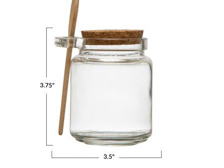 12 oz Glass Jar w  Cork Lid & Wood Spoon For Sale