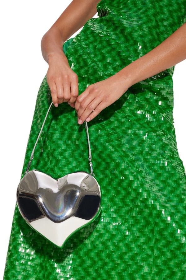 Molded Heart Bag - Silver Cheap