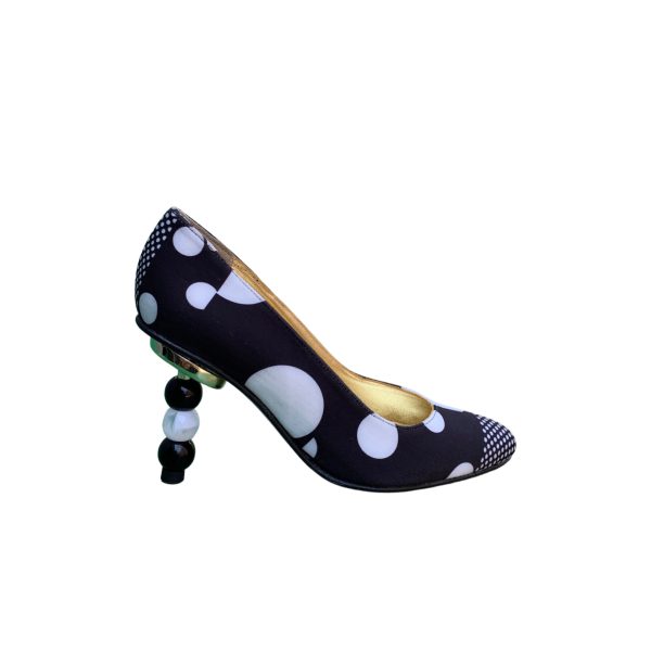 Roron Black White Dots Dress Heel Supply