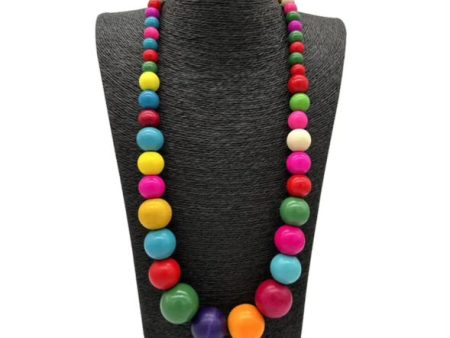 Wood Bead Rainbow Necklace Online