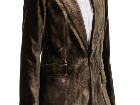 Slim Velvet Blazer - Espresso Discount