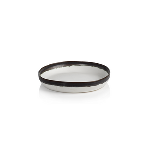 Trento White Shallow Bowl with Black Volcanic Rim Online Sale