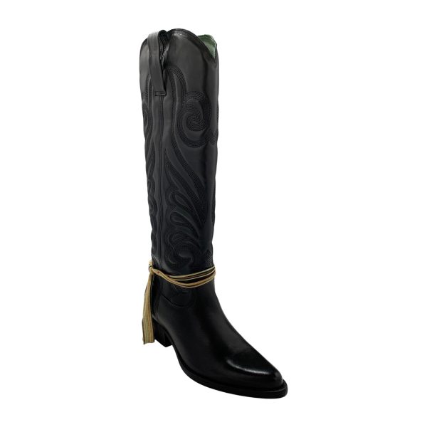 FE559 Black Cowboy Boot For Cheap