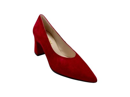 Masana Lip Red Suede Block Heel Pump Sale