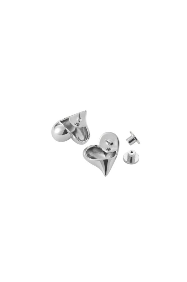 Art Heart Button Earrings - Silver on Sale