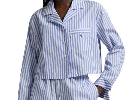 Crop Top & Boxer Poplin Pajama Set - Wide Stripes For Discount