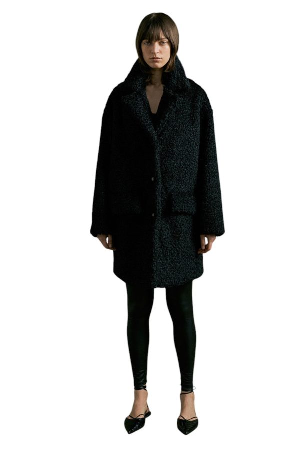 Mani Cocoon Half Coat - Black on Sale