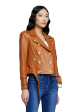 Billie Belted Leather Jacket - Cognac Online Hot Sale