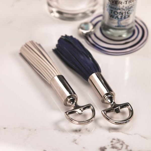 Royal Blue Leather Tassel Bottle Opener - Blue Nickel Online