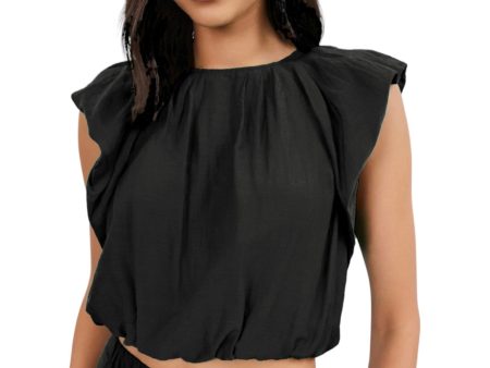 Amora Silk Cotton Voile Top - Black Online now