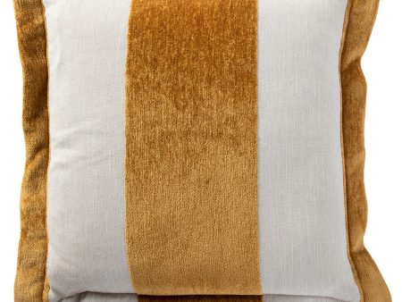 Wide Stripe Chenille Mustard 22x22 with Feather Insert Online