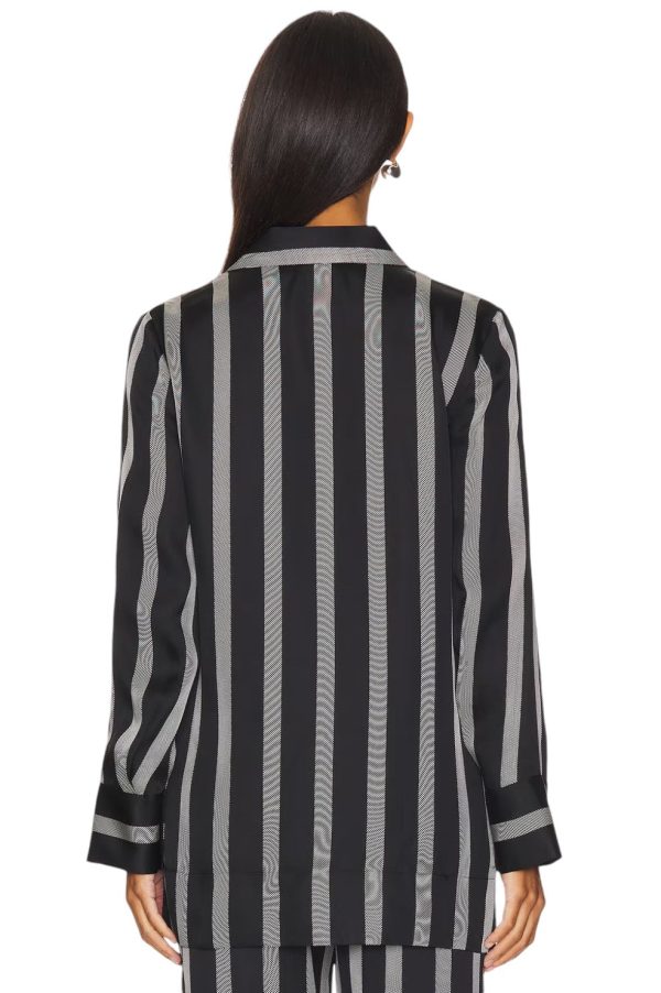 Lynette Shirt - Black Herringbone Stripe Cheap