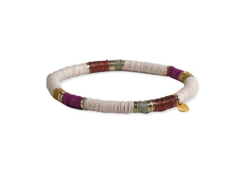 Grace Stripe Stretch Bracelet - Port & Cream Discount