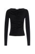 Ruched Long Sleeve Top - Black For Sale