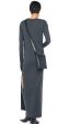 Long Sleeve Tailored Dress to Ankle w  Slit - Dark Heather Grey Hot on Sale