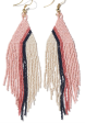 JOSIE Angled Striped Beaded Fringe Blush Earrings Online