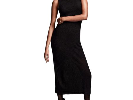 Sleeveless Mesh Mockneck Dress - Black Online