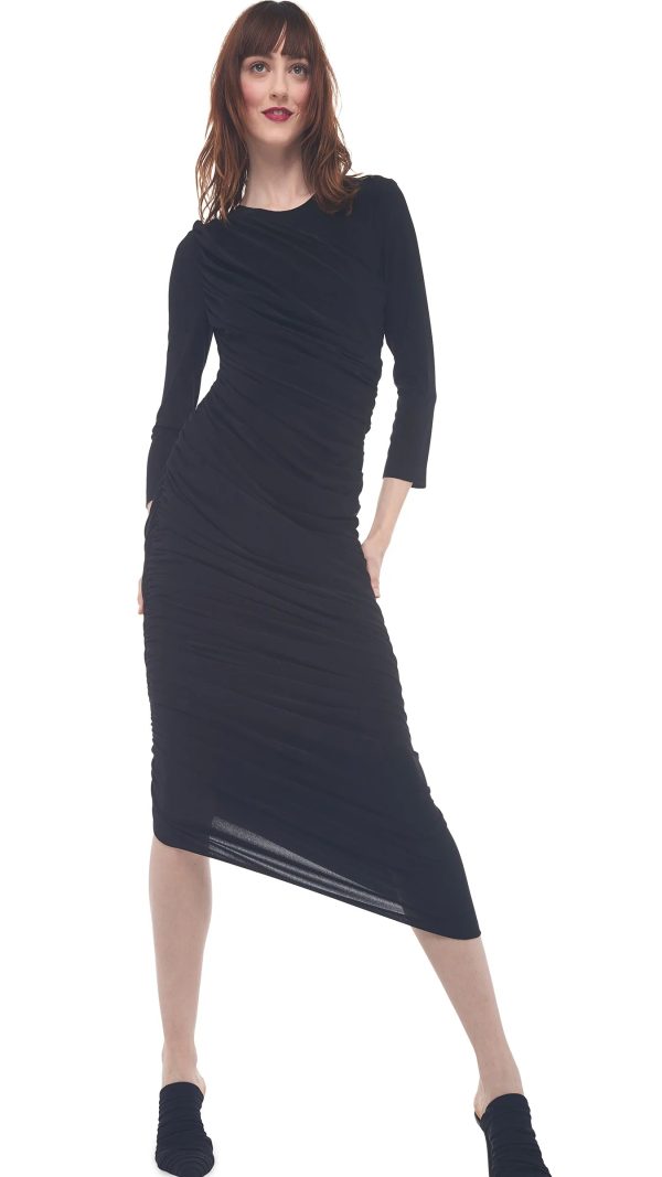 Long Sleeve Midi Diana Dress - Black Online now