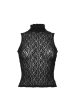 Sleeveless Mesh Mockneck Top - Black Online Hot Sale