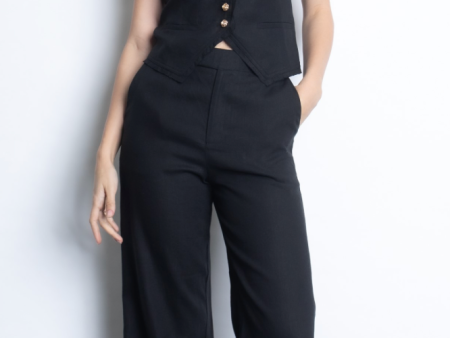 KARINA GRIMALDI-Alejandra Black Linen Vest Online now