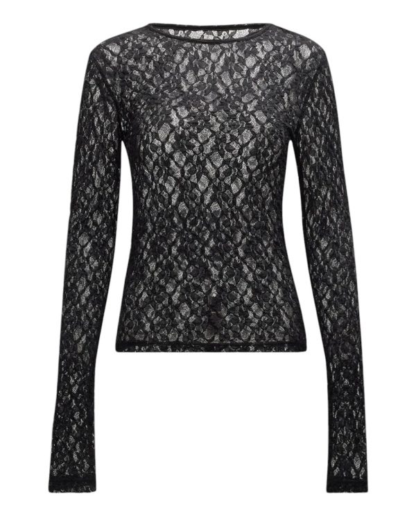 Mesh Lace Crewneck - Black Online Hot Sale