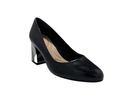 Boric Black Leather Pump Cheap