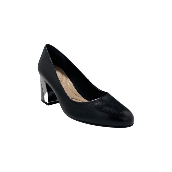 Boric Black Leather Pump Cheap