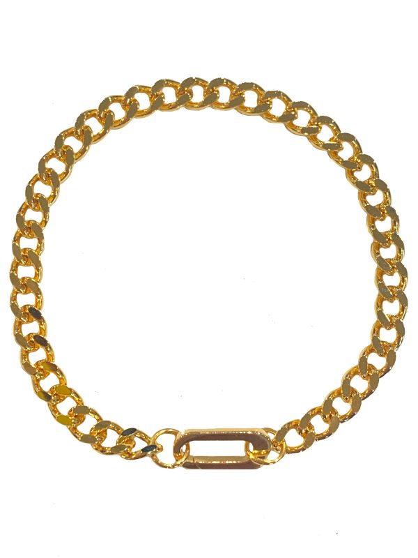 Curb Link Carabiner Anklet - Gold For Sale