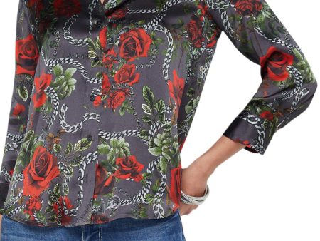 Dani Silk Blouse - Dark Shadowed Chain Roses Cheap