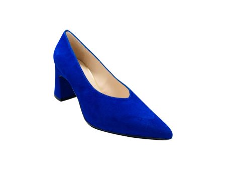 Masana Cobalt Suede Block Heel Pump Hot on Sale