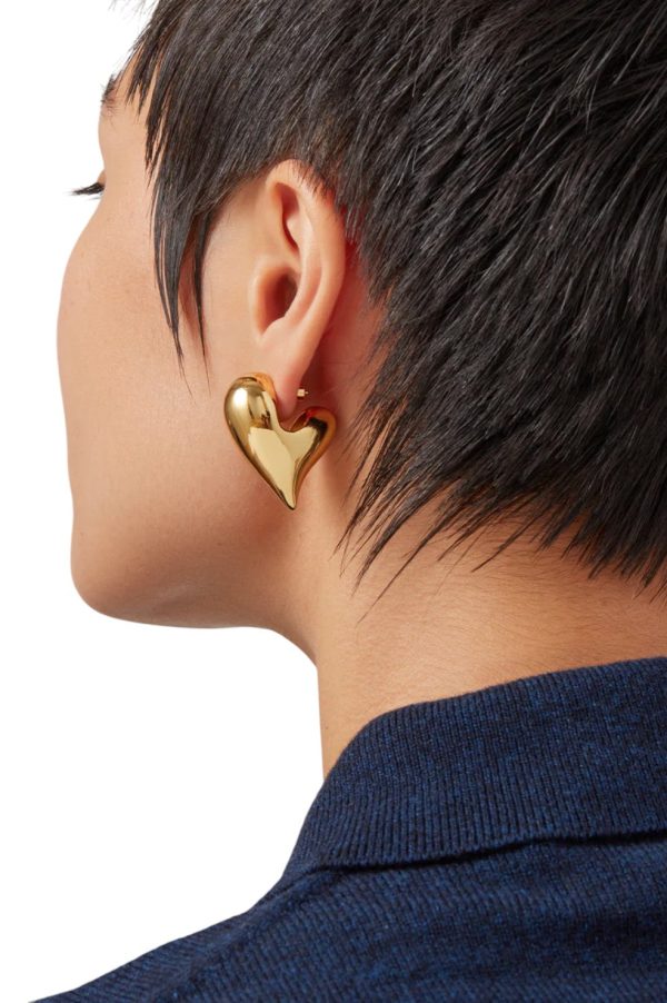 Art Heart Puff Earrings - Gold Online Sale