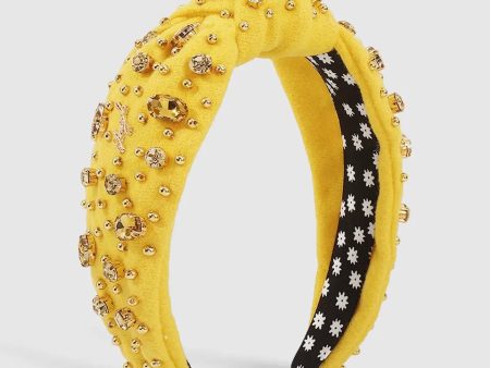 Yellow Bejeweled Headband Online now