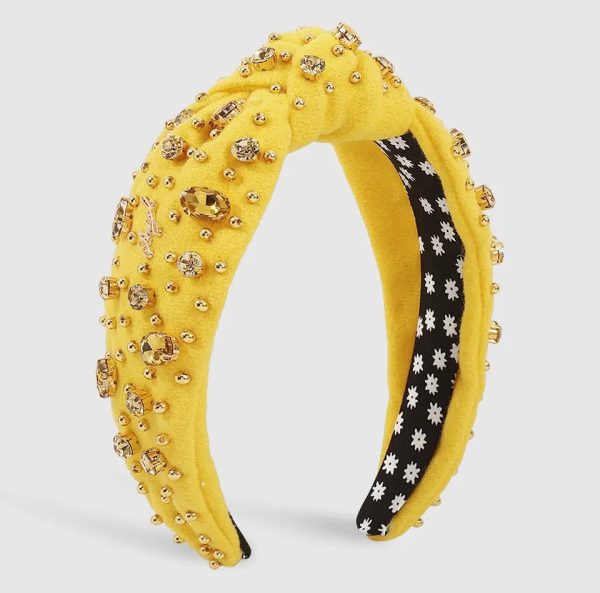 Yellow Bejeweled Headband Online now