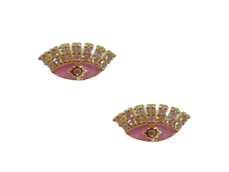 Eyelash Evil Eye Stud - Pink Fashion