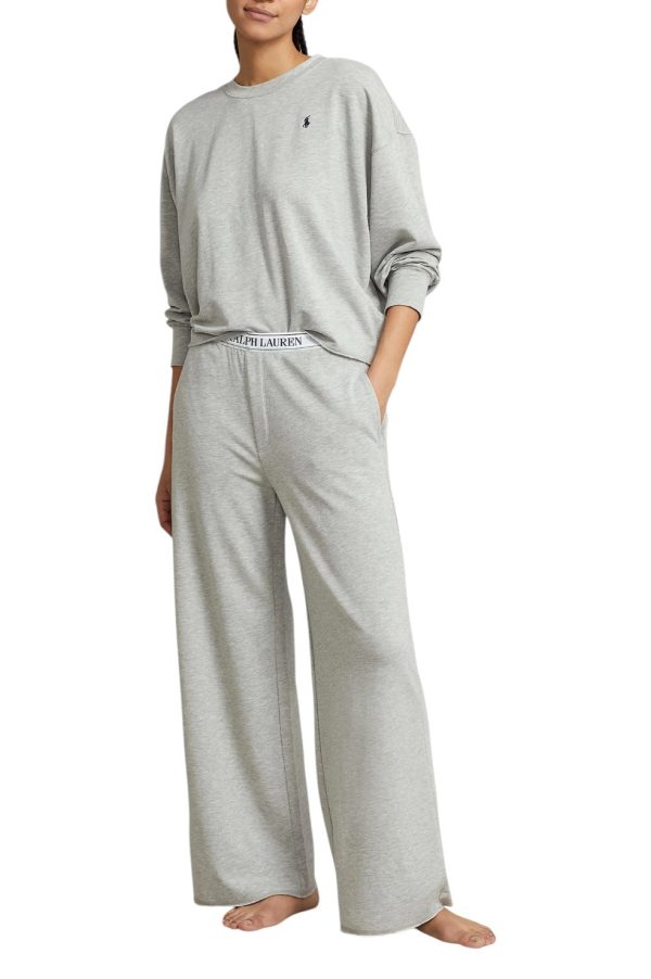 Sweatshirt & Wide Leg Set - Heather Grey Cheap