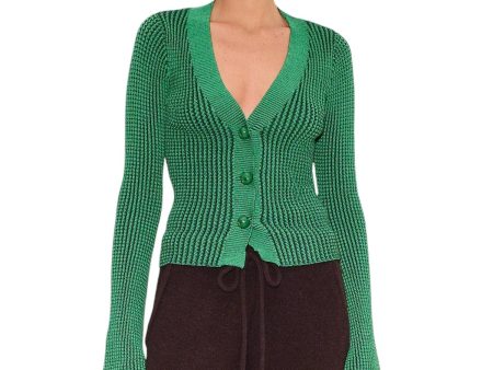 Peep Textured Knit Cardigan - Gummy Green For Discount