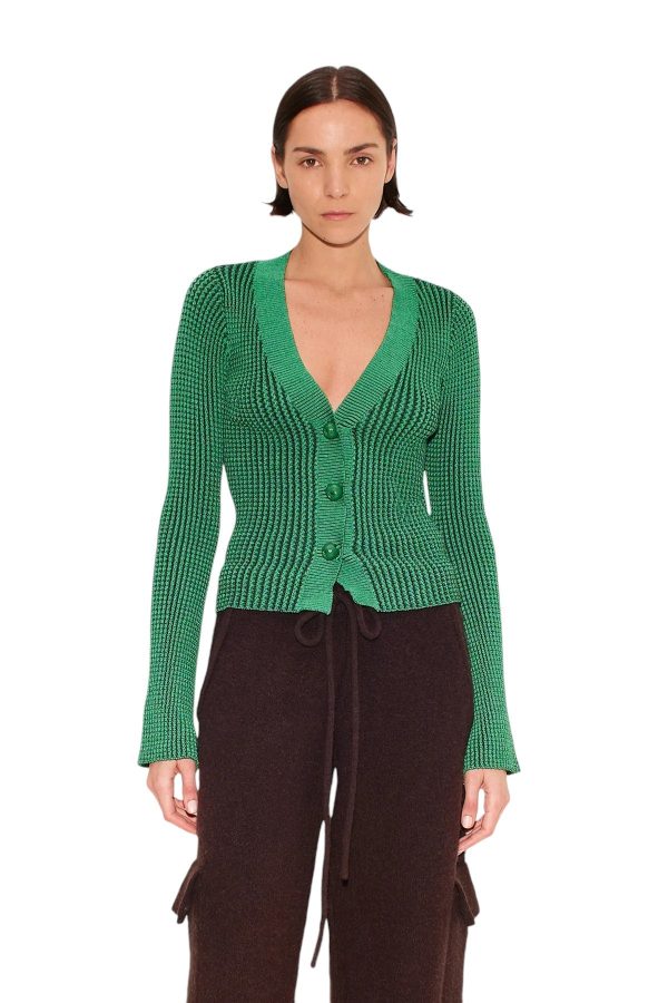 Peep Textured Knit Cardigan - Gummy Green For Discount