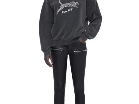 Spencer Sweatshirt Spotted Leopard - Washed Black Cheap