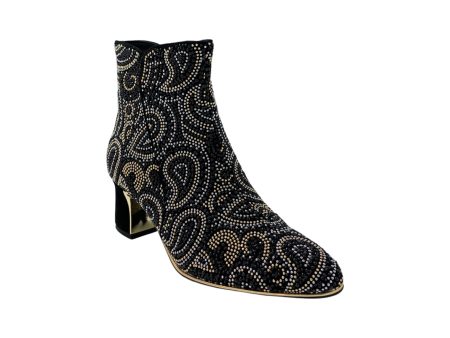 Jakarta Black Paisley Suede Bootie Sale