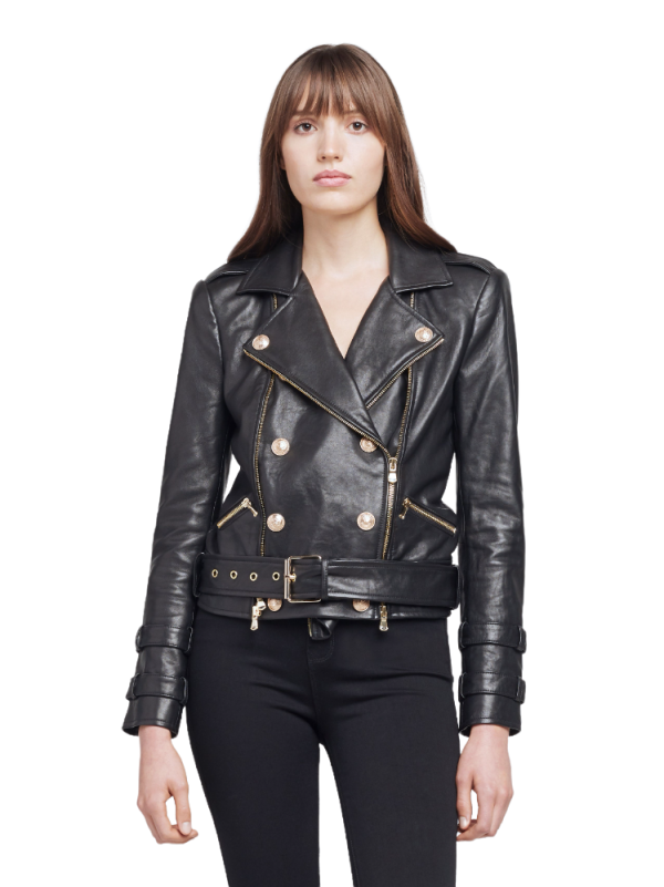 Billie Belted Leather Jacket - Black Online