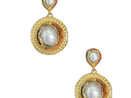 Pearl Button Drop Earrings Cheap