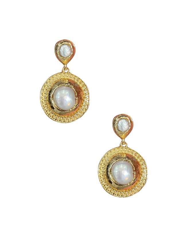 Pearl Button Drop Earrings Cheap